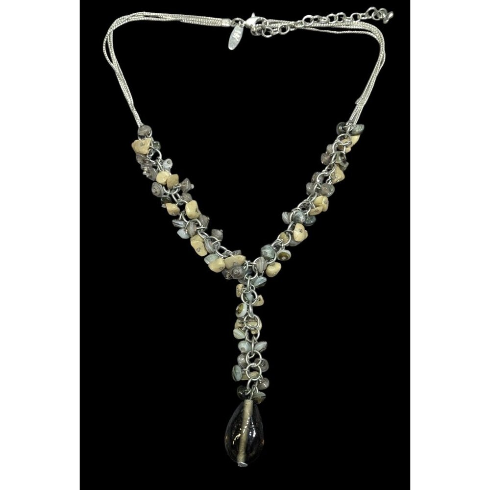 NY & Co Glass And Gem Chip Beaded Y Necklace